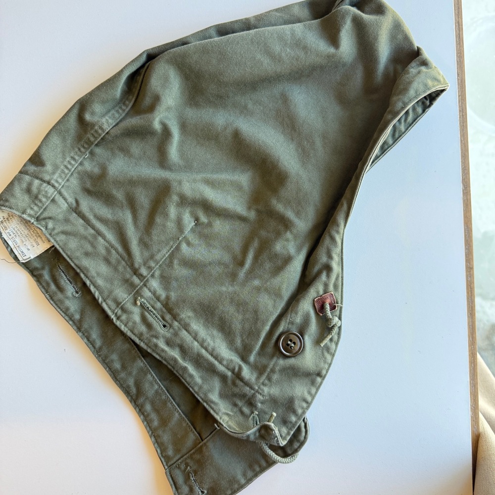 Vintage US Military Field Jacket Hood Olive Drab Cotton Sateen M-1951 M-1965